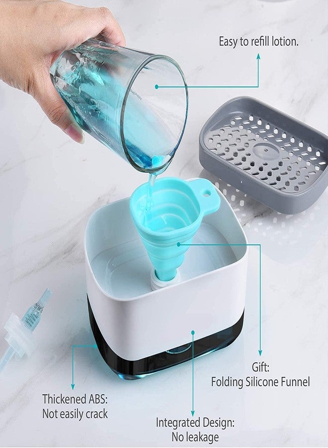 Styxon Dish Soap Dispenser with Sponge Holder: Hand Detergent Liquid Soap Pump Sponge Caddy Leakproof for Countertop Kitchen Sink Bathroom - Sponge & Silicone Funnel Included Multicolour - Image 5